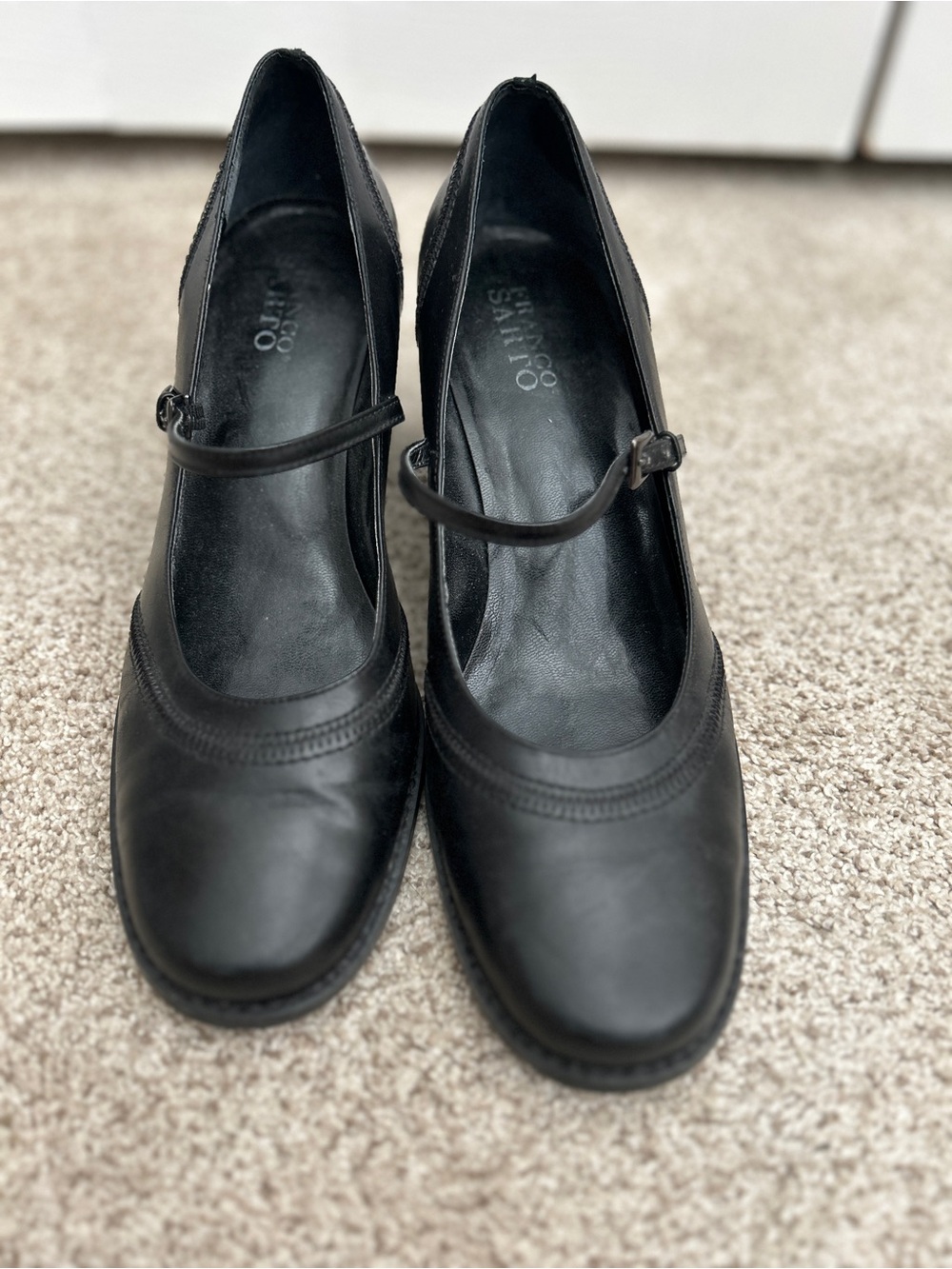 Franco Sarto Black Leather Mary Jane Pumps